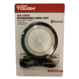 Hyper Tough 500-Lumen Rechargeable Work Light Bluetooth Speaker New